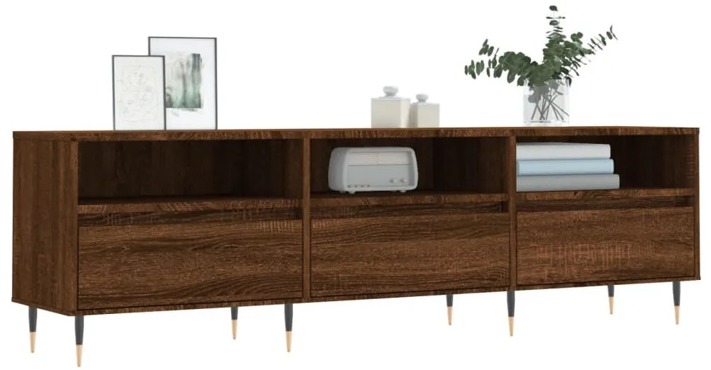 barna tölgy színű szerelt fa TV-szekrény 150 x 30 x 44,5 cm