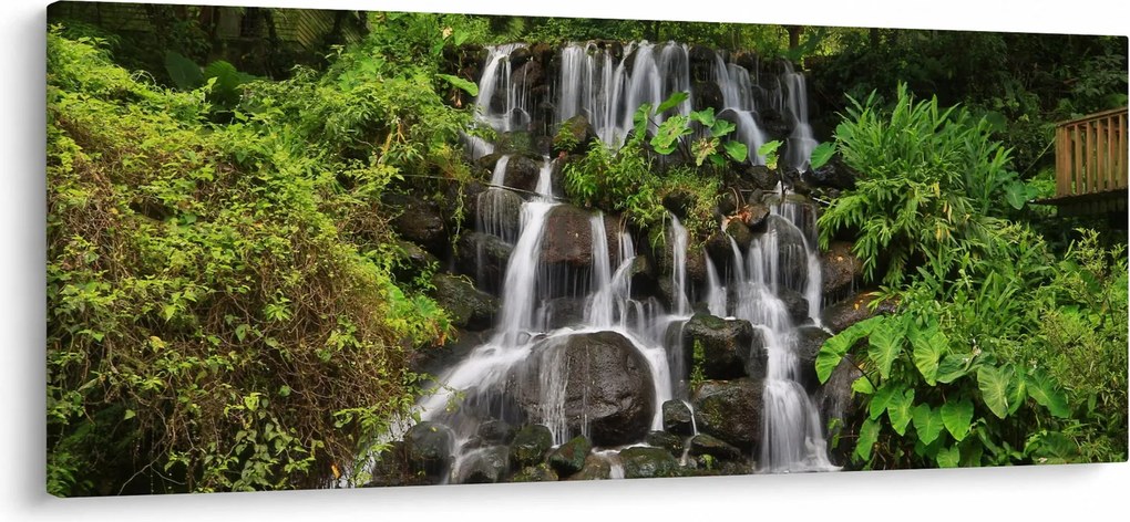 Egy kép a vízesésekről egy trópusi erdőben (120x50 cm)