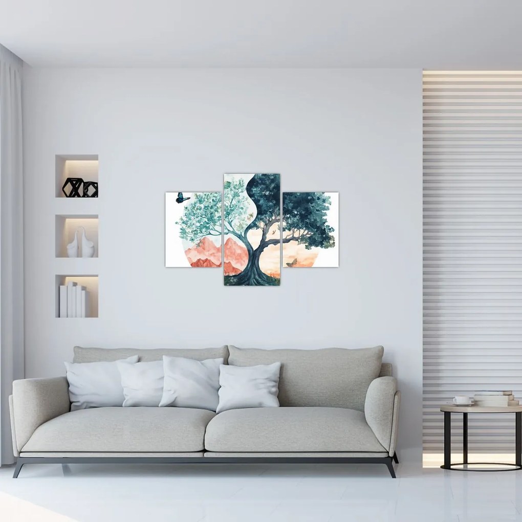 Kép – Akvarellfa tele élettel (90x60 cm)