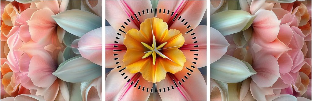 Kép - Kaleidoszkópos virág (órával) (90x30 cm)