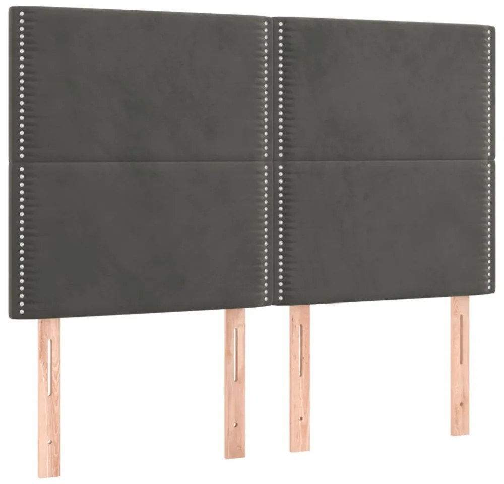 4 db sötétszürke bársony fejtámla 72 x 5 x 78/88 cm