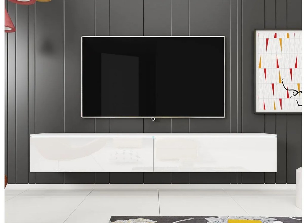 CERIEE 180 TV-asztal - fehér / fényes fehér