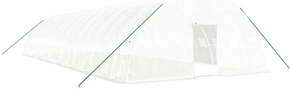 fehér acélvázas melegház 96 m² 16 x 6 x 2,85 m
