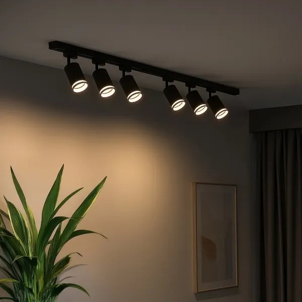 PIPE sínrendszerbe illeszthető spotlámpa 6xGU10/10W/230V, fekete