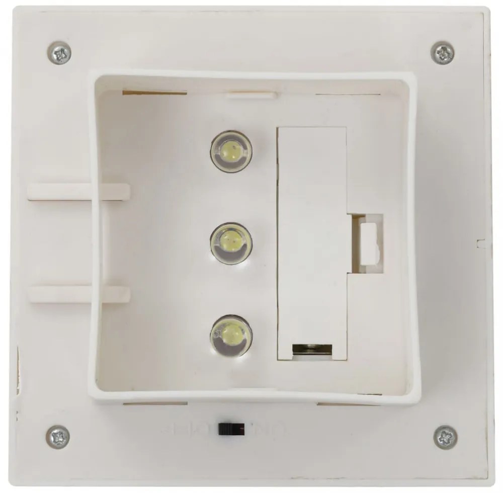 6 db négyszögletes fehér kültéri napelemes LED lámpa, 12 cm