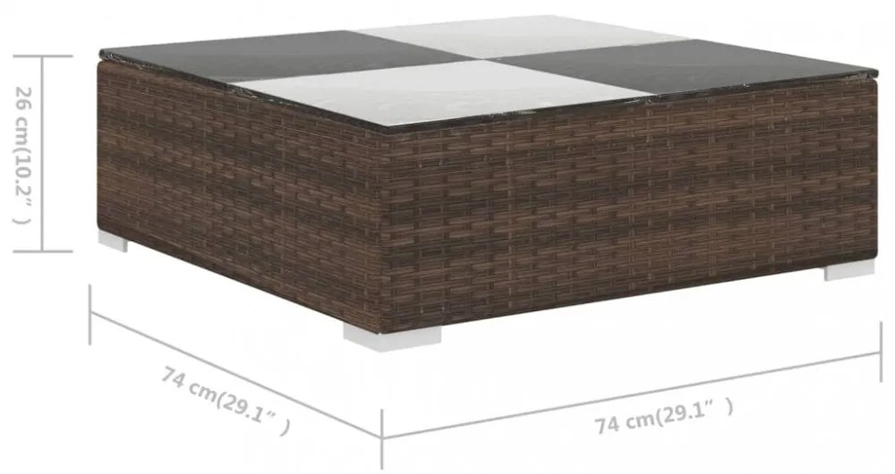 6-részes barna polyrattan kerti bútorszett párnákkal