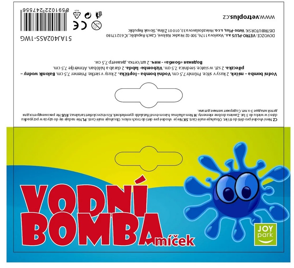Joy Park Vízibomba golyó 2 db, 7,5 cm