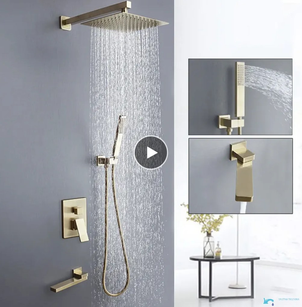 Zuhanypanel EYN PT04042 falba süllyesztett kivitelben, LED-világítással, többféle színváltozatban, például krómban és matt — 30 cm — Mozgatható