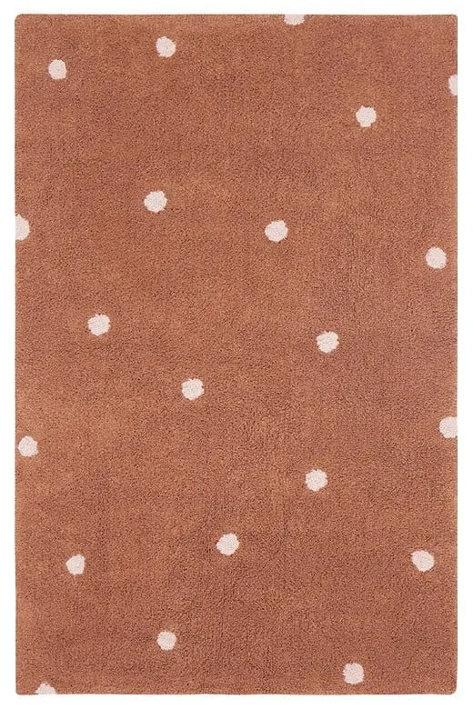 Téglavörös mosható kézi szövésű pamut gyerek szőnyeg 100x150 cm Mini Dot Chestnut – Lorena Canals