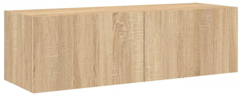 vidaXL 3 darab sonoma tölgy színű falra szerelhető TV-szekrény LED-del