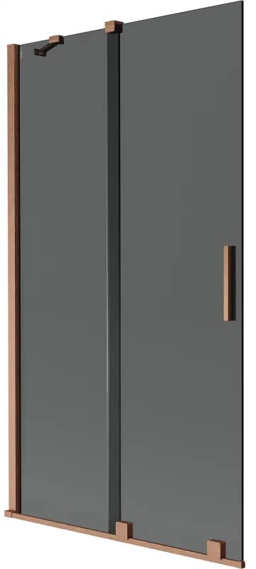 Mexen Velar, 2 szárnyas eltolható kádparaván 100 x 150 cm, 8mm szürke üveg, rézmatt, 896-100-000-41-65