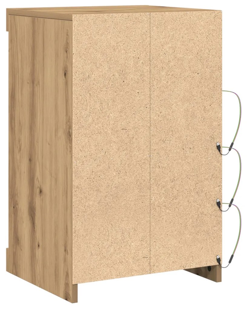 LED világítással ellátott oldalszekrény, kézműves tölgy 41x37x67 cm