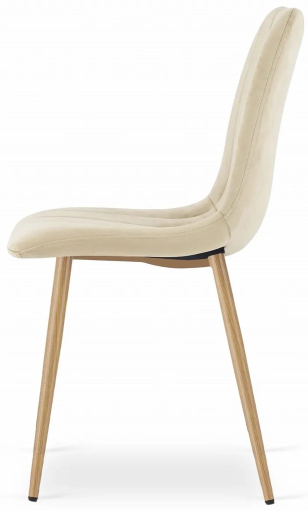 Étkezőgarnitúra 1 + 4, fehér étkezőasztal ADRIA 120x80 cm + krémszínű bársonyszék LAVA