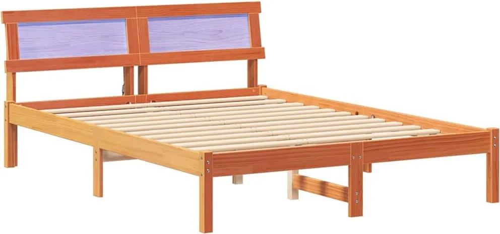 vidaXL Ágykeret fejtámlával Faggyú barna 140 x 190 cm Tömör fenyőfa
