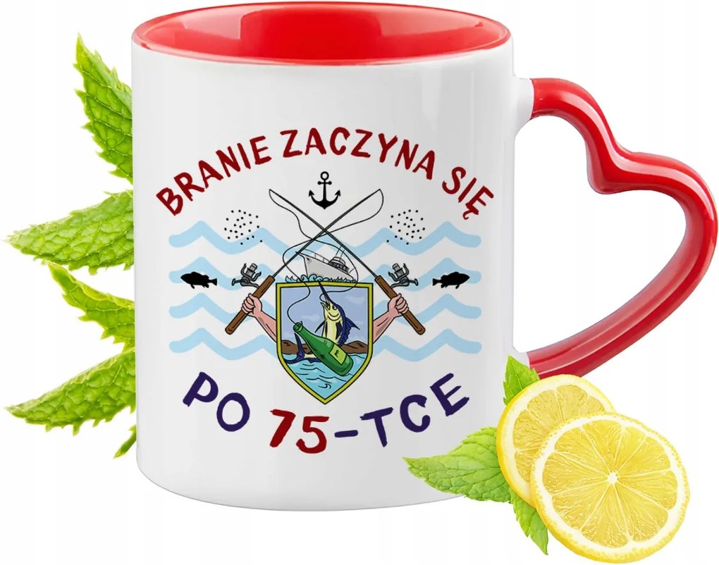 Születésnap 75 75-es 75-ös Piros Bögre Szív Alakú Füllel Ajándék