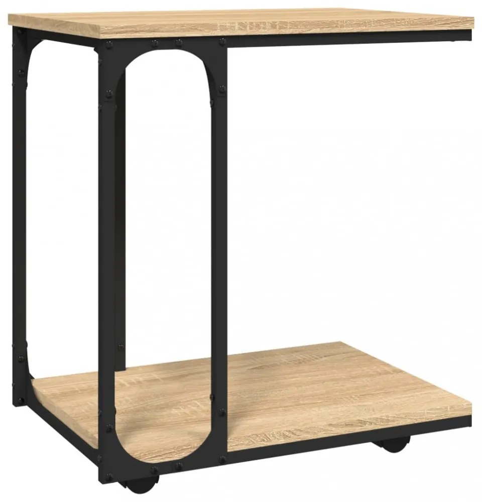 sonoma tölgy szerelt fa kisasztal kerekekkel 50 x 35 x 55,5 cm