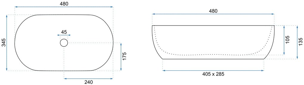 Rea Amelia Marmo Shiny, kerámia munkalap mosogató 480x345x135 mm, kőutánzat, REA-U8001