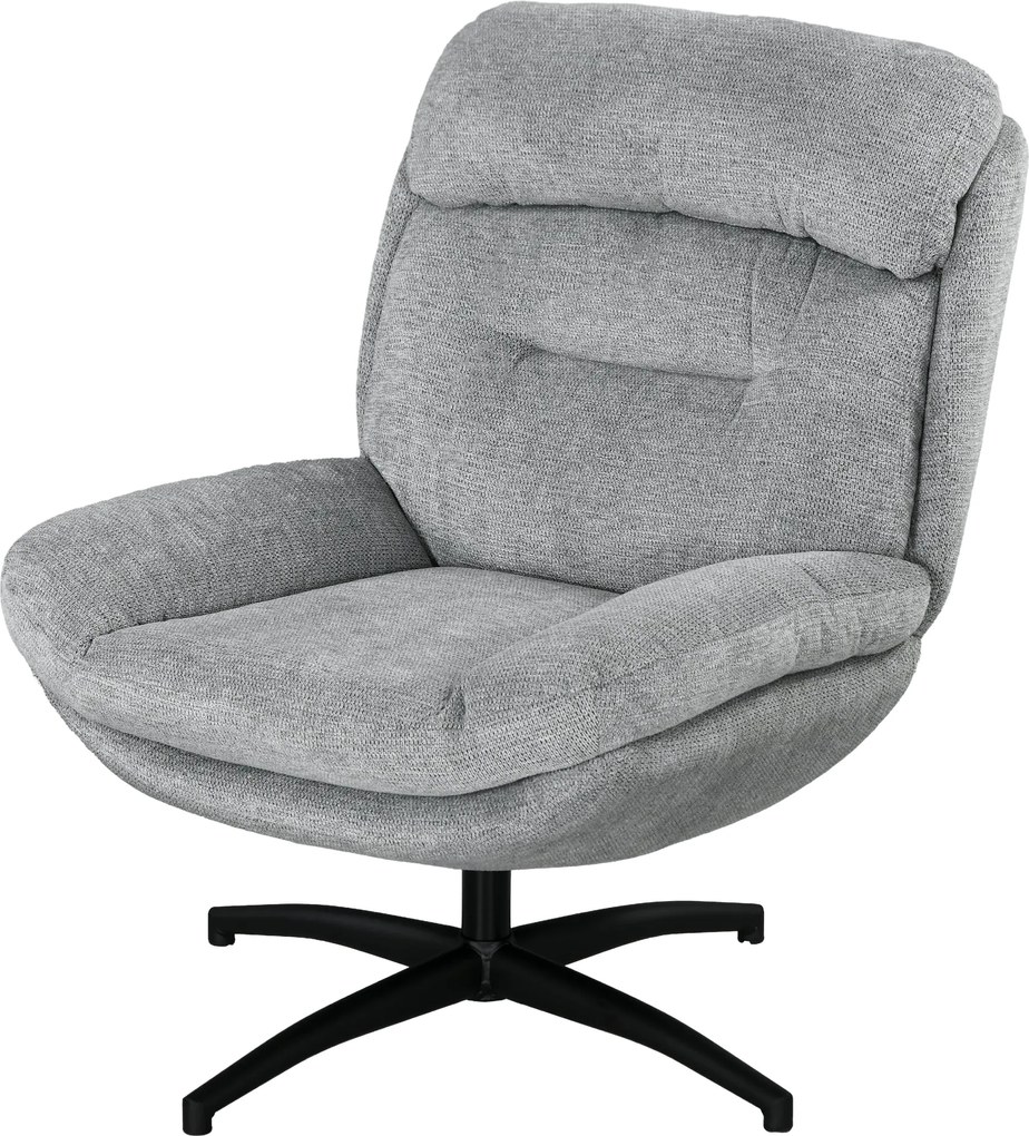 HOMCOM Forgószék Széles Üléssel, Beépített Karfával, Kárpitozott Relaxfotel Víztaszító Chenille Hatással, Acél Lábbal, Nappalihoz, Szürke | Aosom