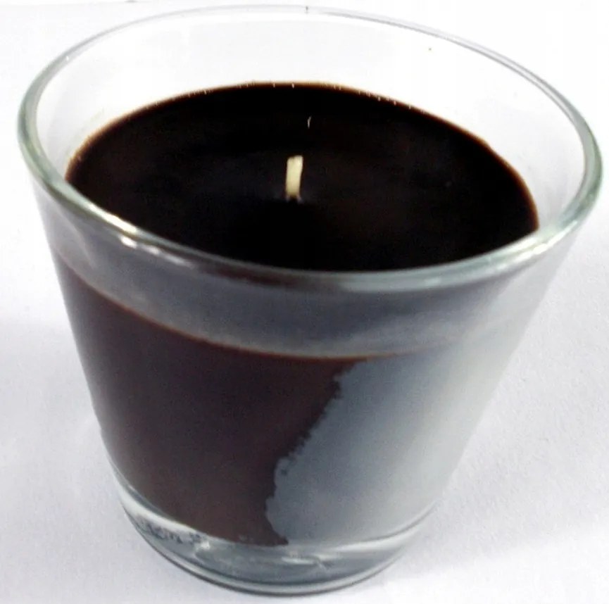 Illatos gyertya lámpás, barna, 9x8,5 cm, üvegben.