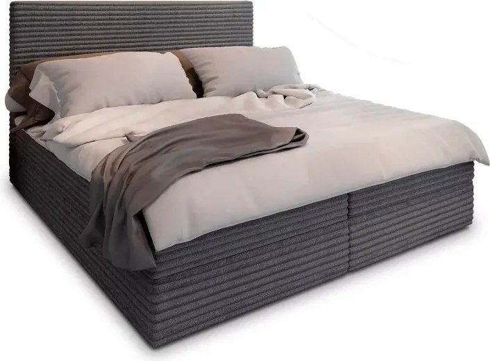Akció Kárpitozott ágy boxspring ISPIRA 140x200 cm szürke II. osztály Matrac: Bonell rugós matrac