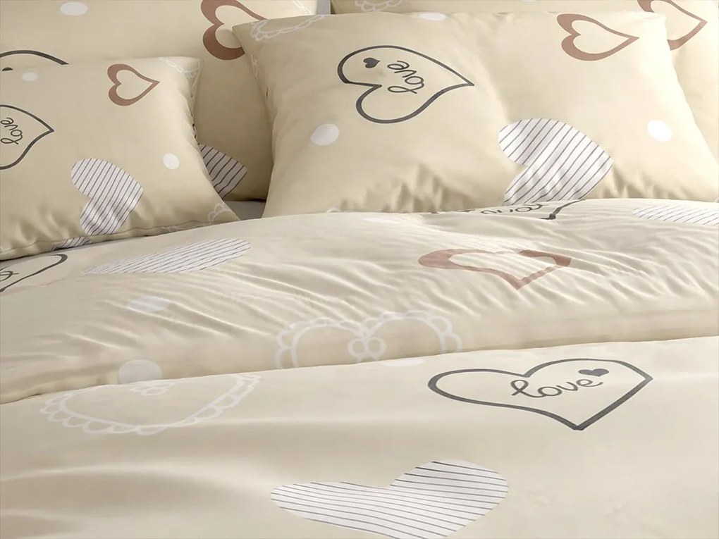 Pamut ágynemű DEAMON POLY bézs Ágyneműhuzat mérete: 2 db 70 x 90 cm | 200 x 220 cm