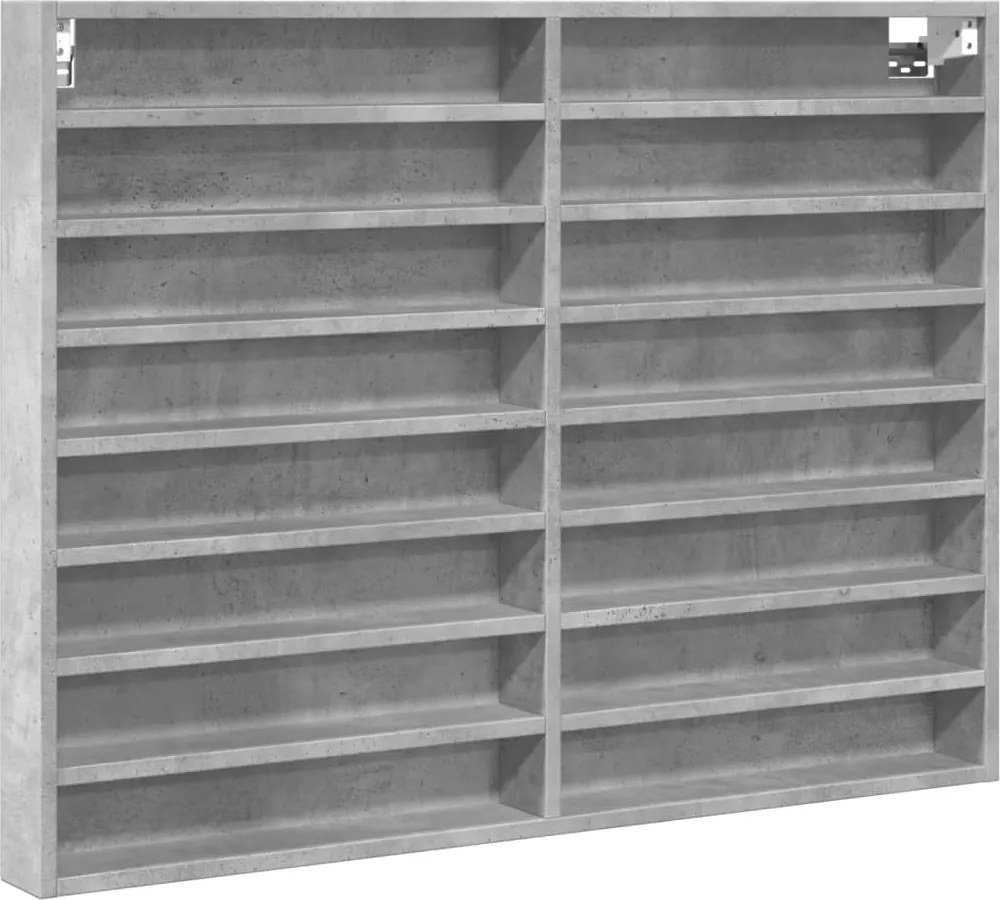 vidaXL betonszürke szerelt fa vitrinszekrény 100 x 8,5 x 75 cm
