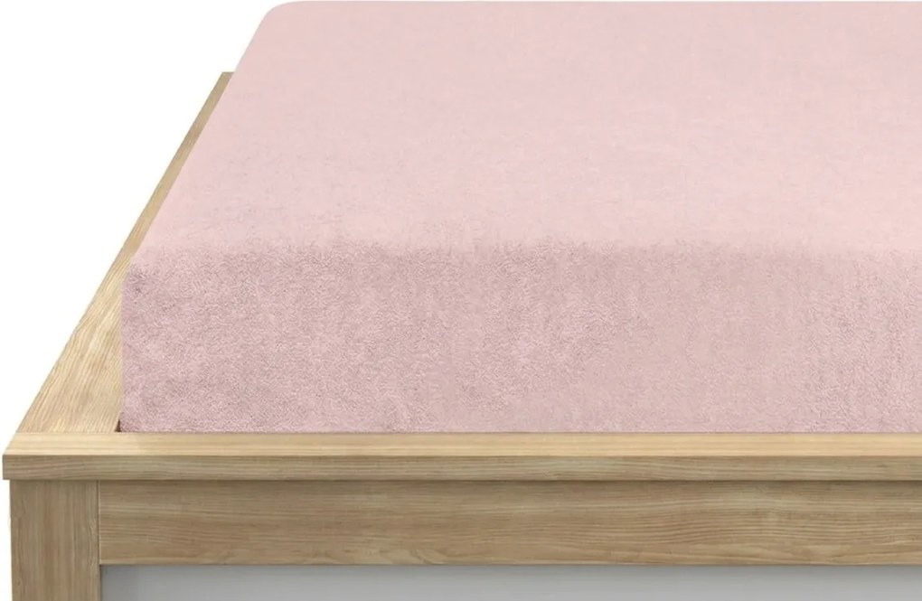 MOLTON fleece gumis lepedő világosrózsaszín 180 x 200 cm