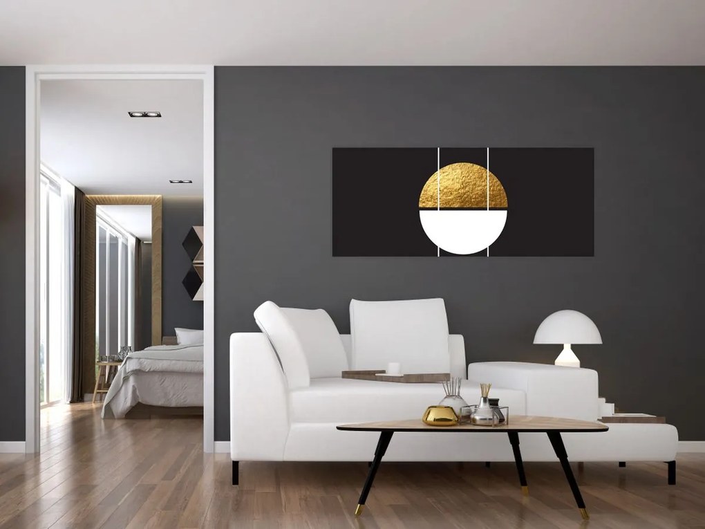 Kép - Absztrakció arany és fekete N⁰1 (120x50 cm)