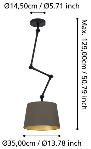 Eglo 390198 - Csillár rúdon PISTUNIO 1xE27/40W/230V barna