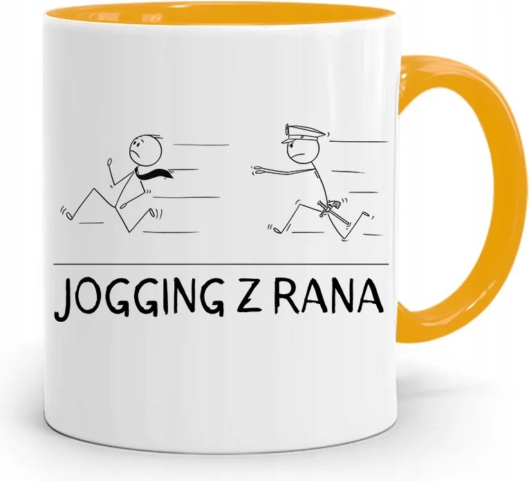 Sárga Rendőr Bögre Rendőrnő Kocogás Reggel Nyomtatott Fotóval