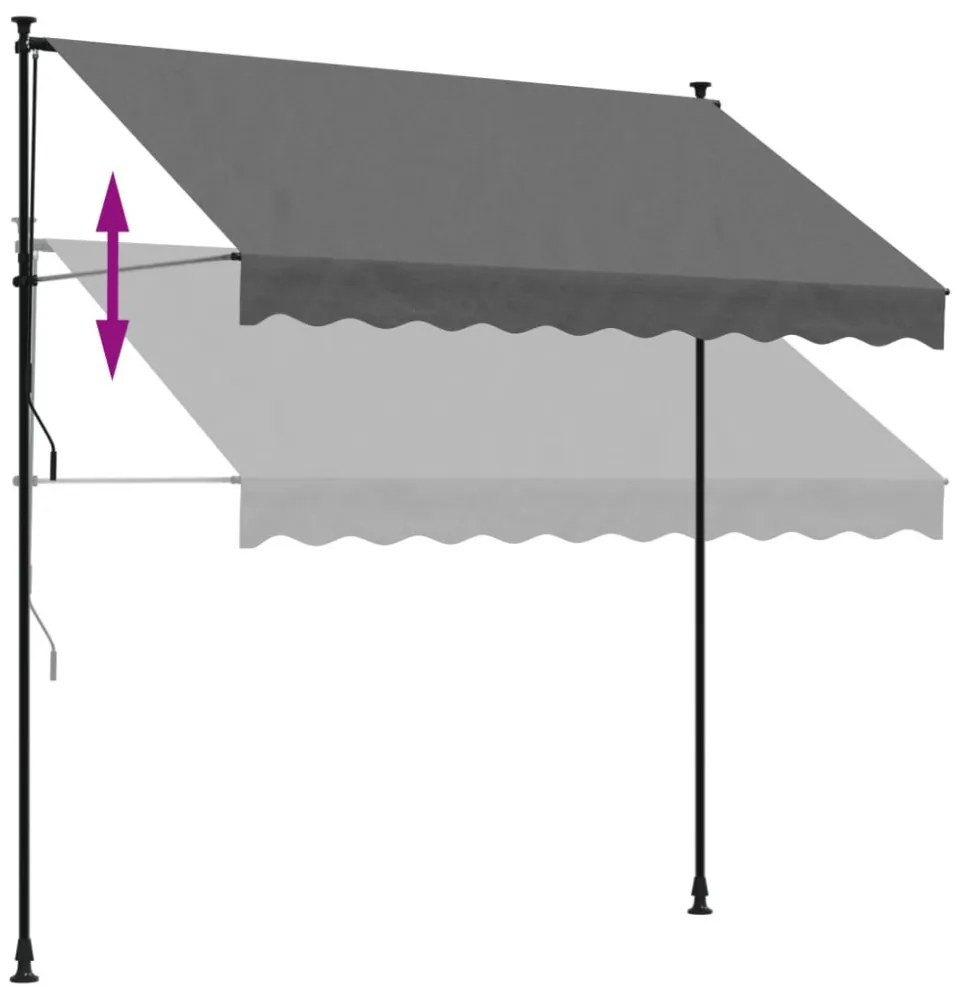 antracit szövet és acél feltekerhető napellenző 250 x 150 cm