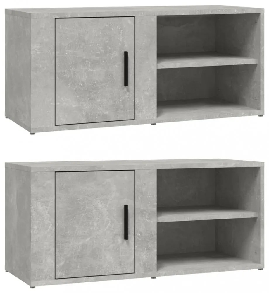 2 db betonszürke szerelt fa TV-szekrény 80x31,5x36 cm