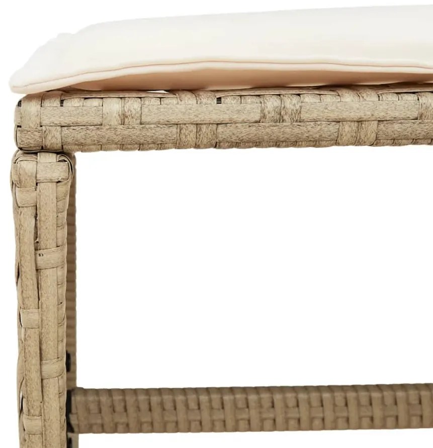 4 db bézs polyrattan kerti szék párnával 40x40x35 cm