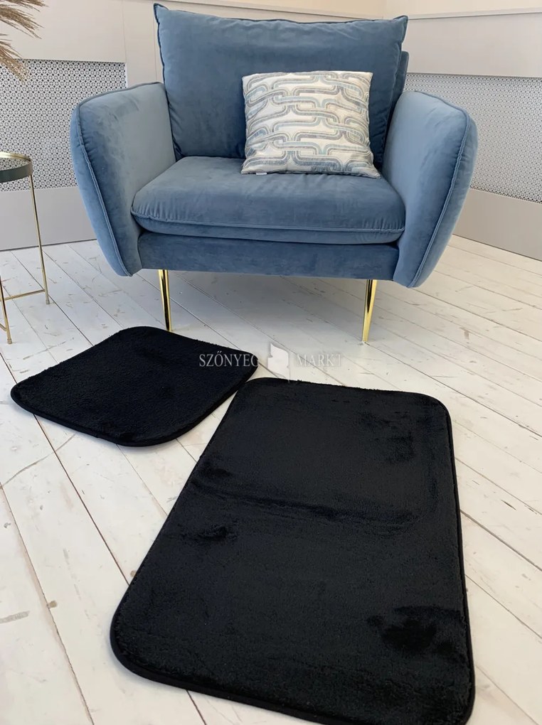 Royal Shaggy fürdőszobai szőnyeg szett Black (Fekete) 50x80 és 50x40