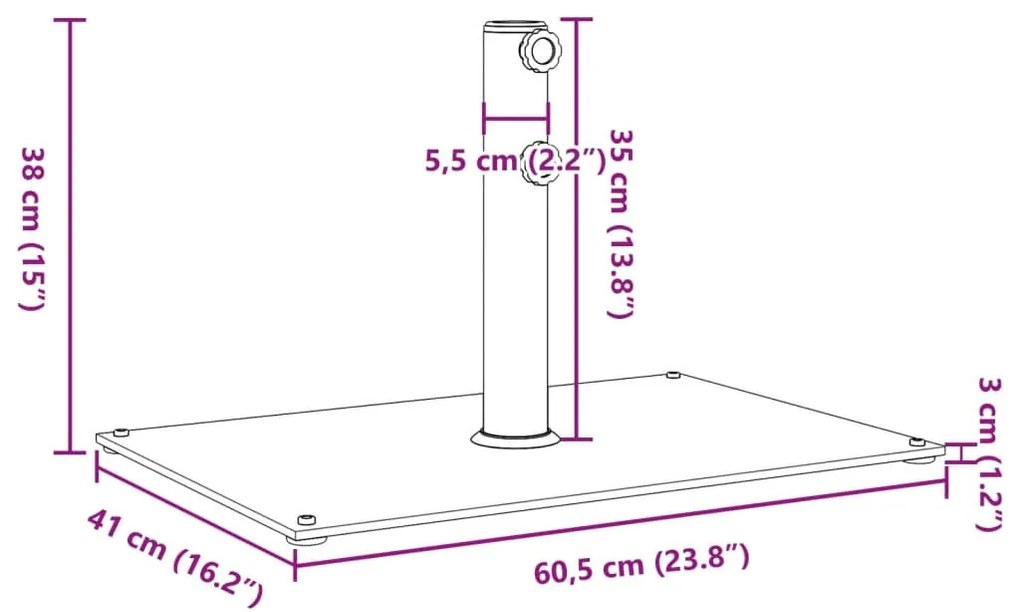 vidaXL téglalap alakú napernyőtalp Ø32/38/48 mm-es rúdhoz 15 kg