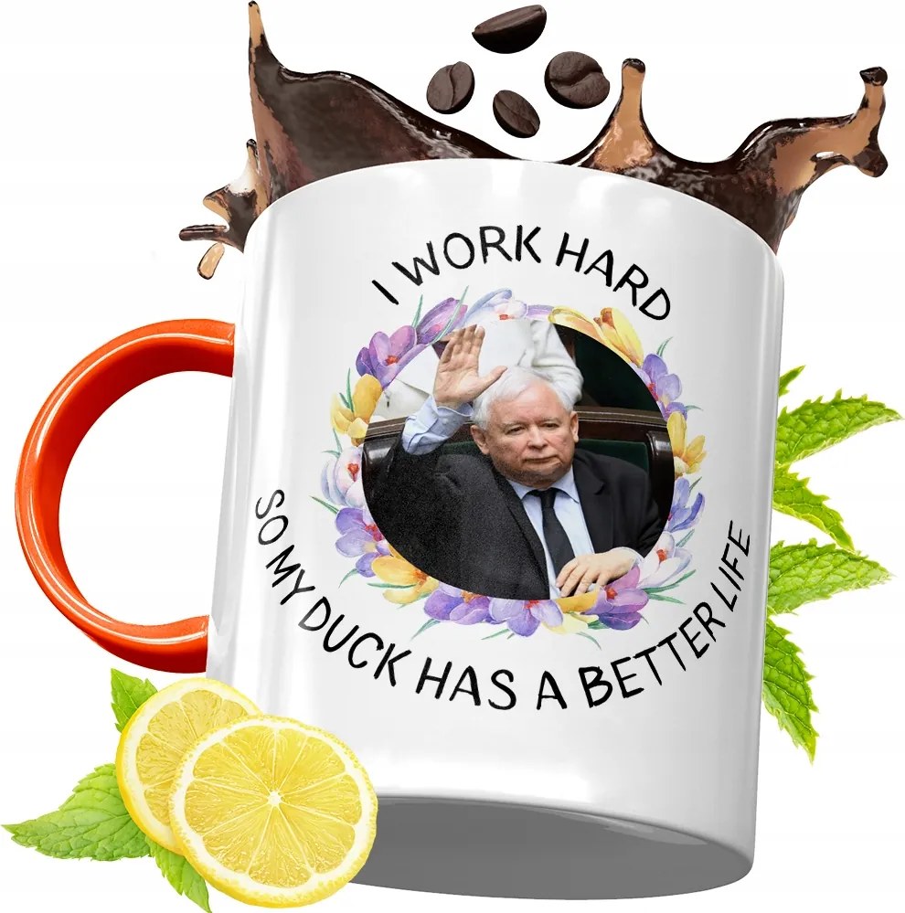 Narancssárga Bögre A Pis Elnökétől Jaroslaw Kaczynski fényképes nyomtatással