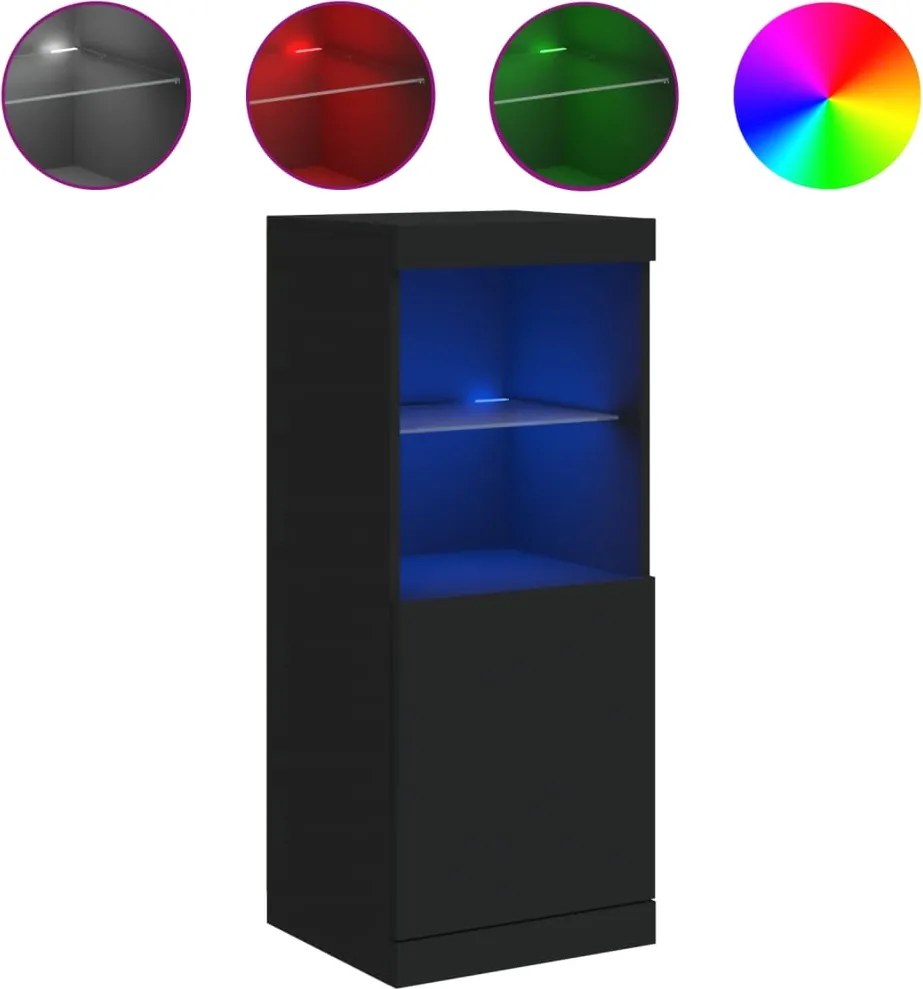 vidaXL fekete tálalószekrény LED-világítással 41 x 37 x 100 cm