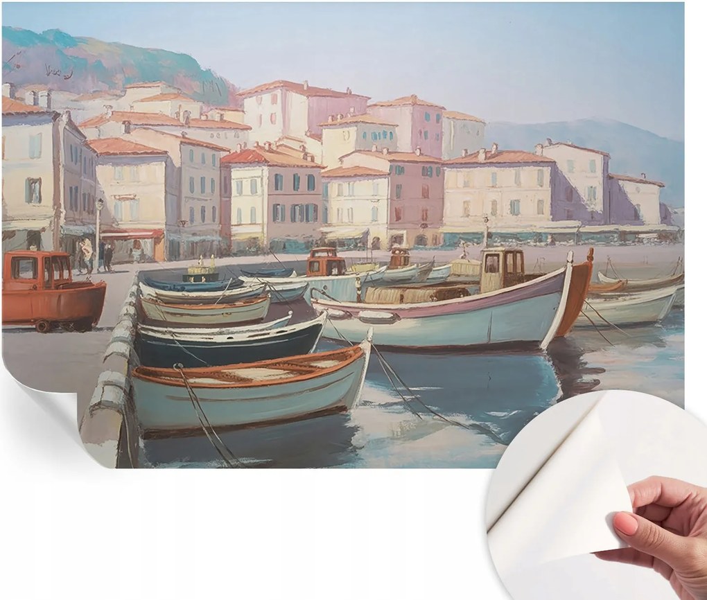 Öntapadós Stílusos Dekoratív Fotótapéta Tengerparti kikötő 152x104 cm
