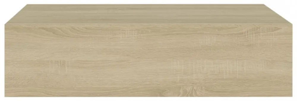 2 db tölgyszínű MDF falra szerelhető fiókos polc 40x23,5x10 cm