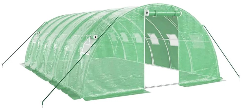zöld acélvázas melegház 24 m² 6 x 4 x 2 m
