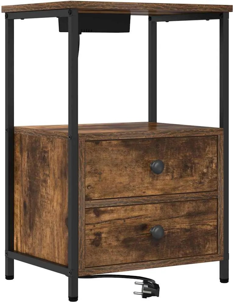 vidaXL Éjjeliszekrény fiókkal Füstölt tölgy 40 x 31 x 60 cm Faanyag