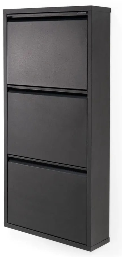 Fekete fém billenő ajtós cipőtartó 50x103x15 cm Billy – Spinder Design