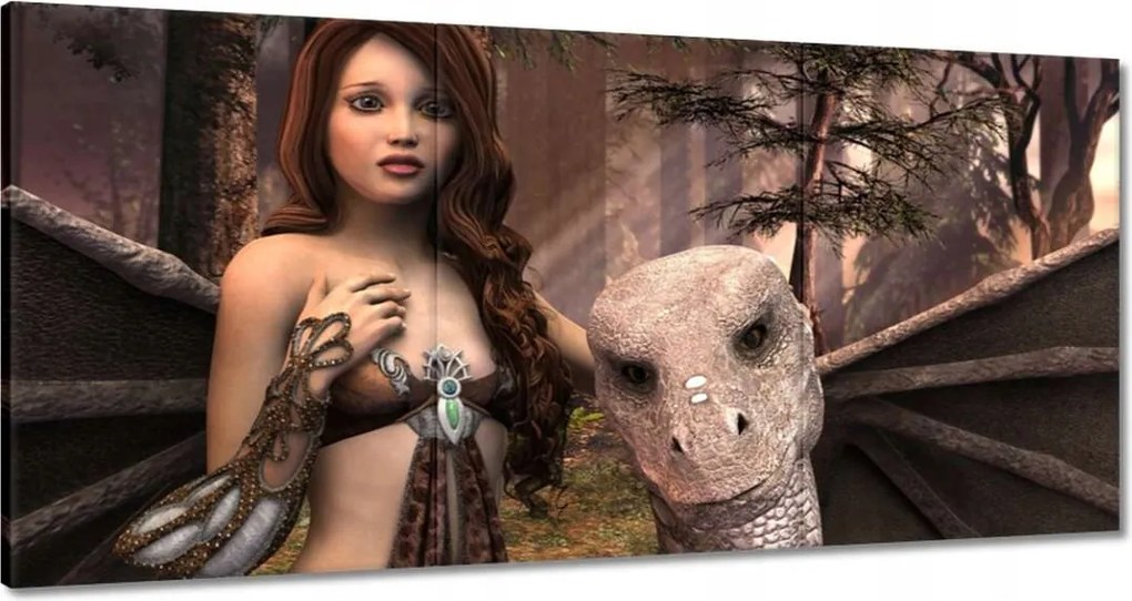 Vászonkép 120x60 Lány a sárkánnyal