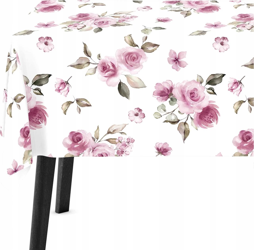 Abrosz Dekoratív Asztal 140x240 Virágok Rózsa 8531