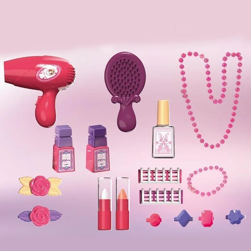 Sminkasztal lányoknak, szék és tükör, különböző kiegészítők, fények, zene, hercegnős matricák, fiók, rózsaszínű