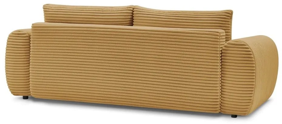 Mustársárga kordbársony kinyitható kanapé 257 cm Lucien – Bobochic Paris