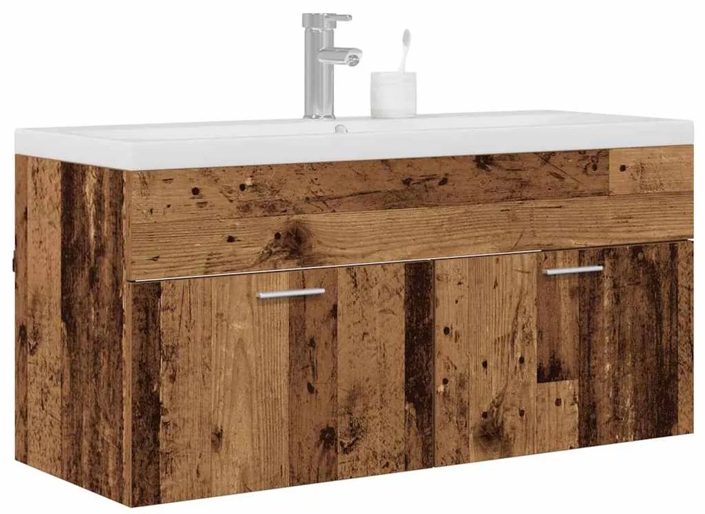 vidaXL Fürdőszoba Székény fiókkal Öreg fa 100 x 38,5 x 46 cm Faanyag