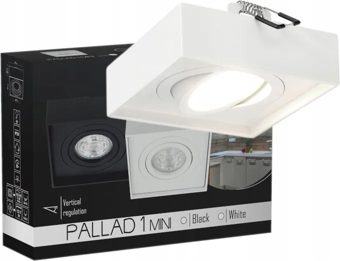 Süllyesztett Halogén Led Lámpatest Mozgatható Fehér Négyzet Edo