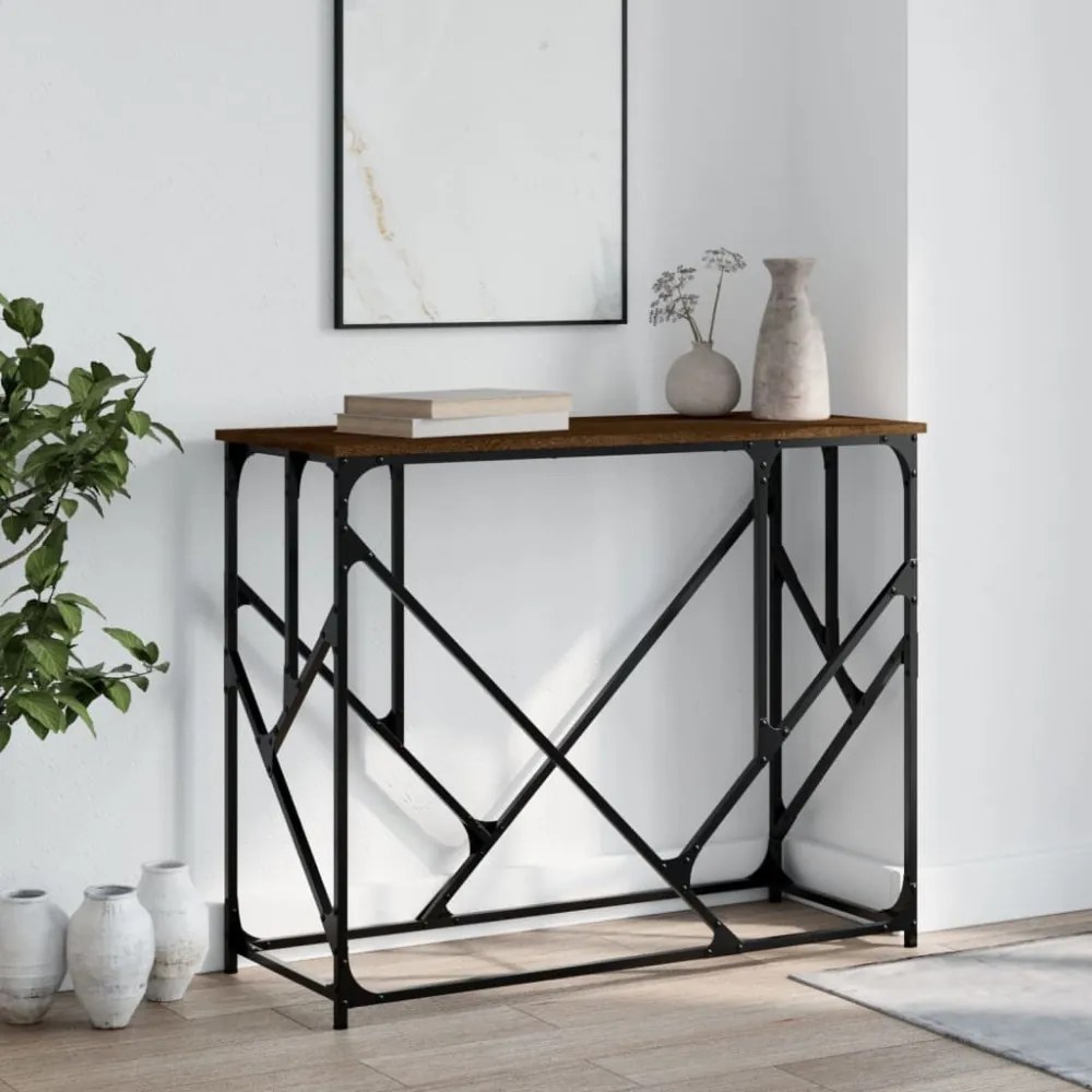 barna tölgyszínű szerelt fa tálalóasztal 100x40x80 cm