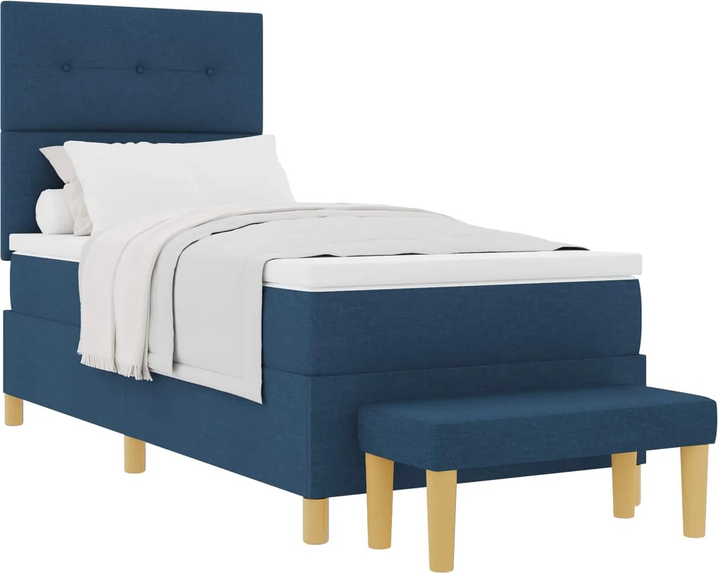 vidaXL Boxrugós ágy matracmal fejtámlával Kék 80 x 200 cm szövet